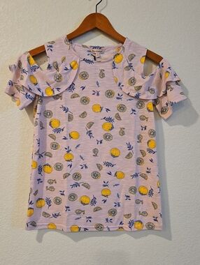 Juicy Couture Lemon Cold Shoulder Top S | Pink Citrus Summer Vacation Picnic